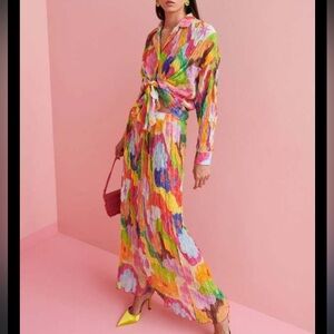 CeliaB NWT Colorful Floral/Star Patterned Shirt and Skirt Set XXL